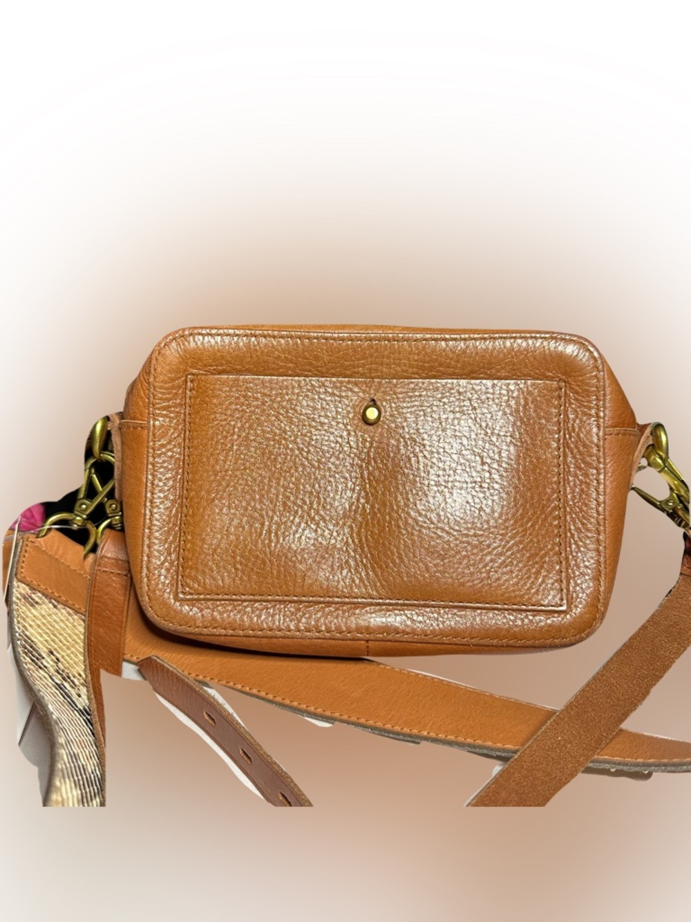 Madewell Tan Leather Crossbody with Front Pocket